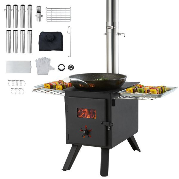 VEVOR Zeltofen 394 x 608 x 425 mm Campingherde 365 x 250 x 255 mm Kammergröße Werkstattofen Küche für Camping Outdoor Heizung, ZPQNLFX86INCH1GEGV0
