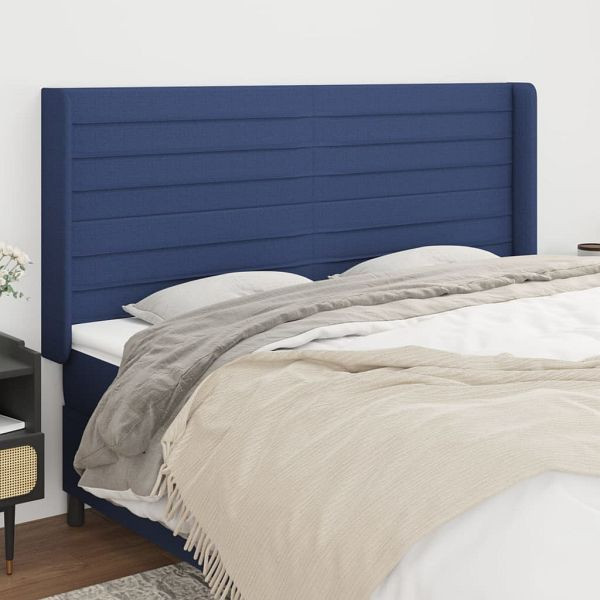 vidaXL Kopfteil mit Ohren Blau 183x16x118/128 cm Stoff, 3119740