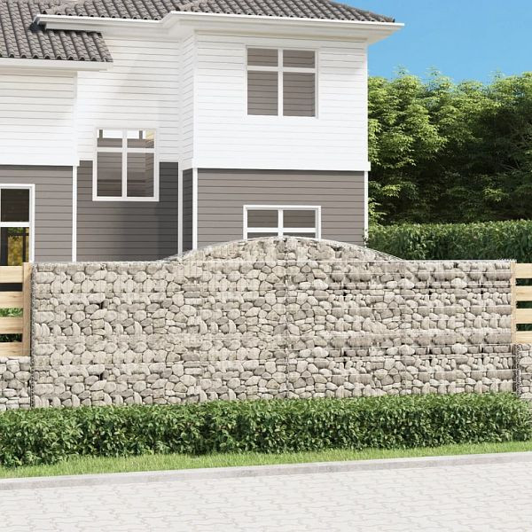 vidaXL Gabione mit Hochbogen 400x50x140/160 cm Verzinktes Eisen, 153537