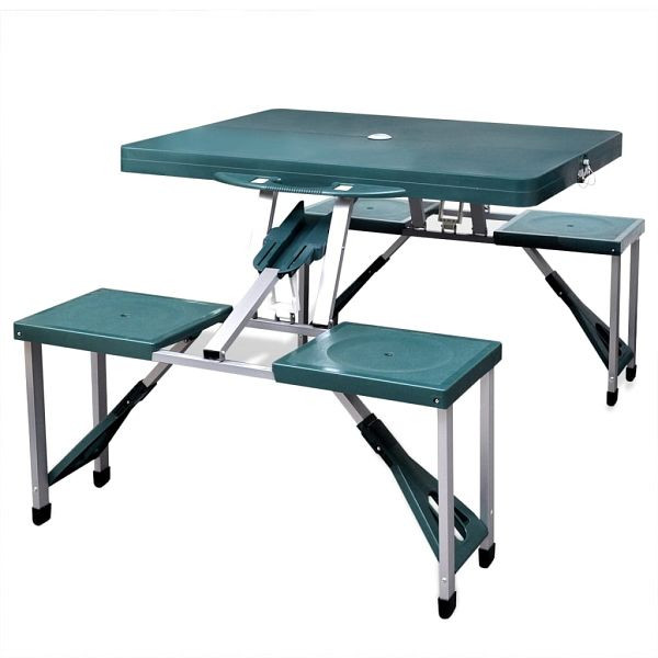 vidaXL Klappbares Campingtisch-Set Aluminium mit 4 Stühlen extra leicht grün, 41456