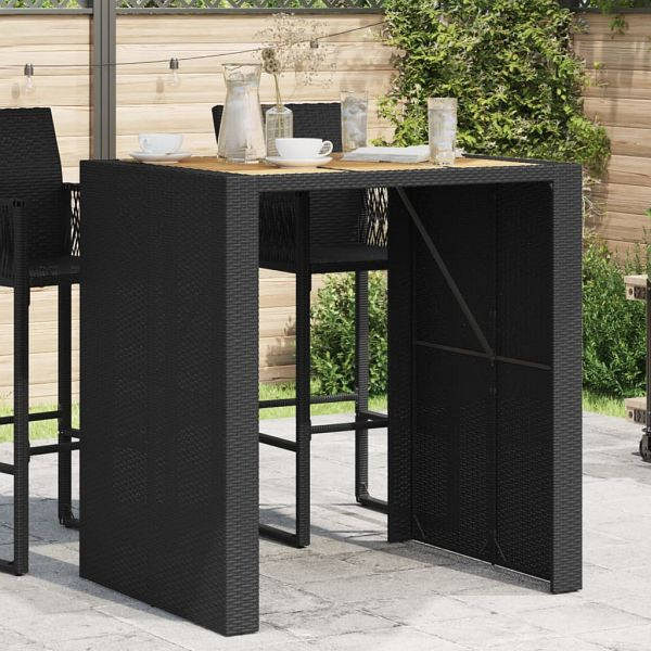 vidaXL Gartentisch mit Holzplatte Schwarz 105x80x110 cm Poly Rattan, 368696