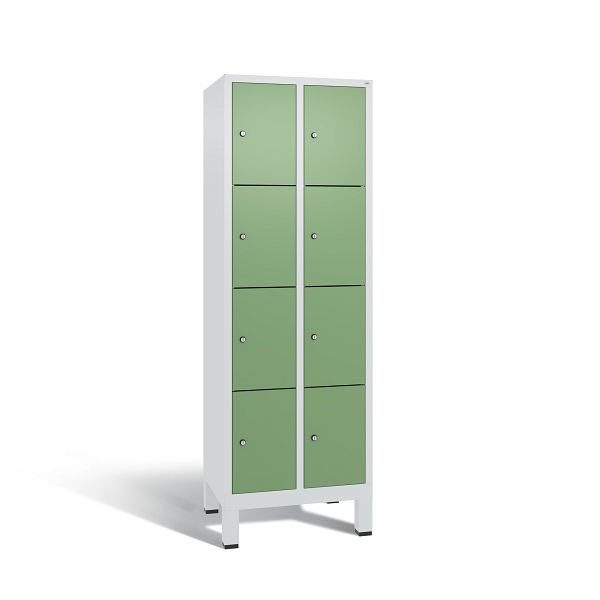 C+P Schließfachschrank Evolo, 8 Fächer, H1850xB610xT500 mm, Grau/Resedagrün, 48010-204 S10235