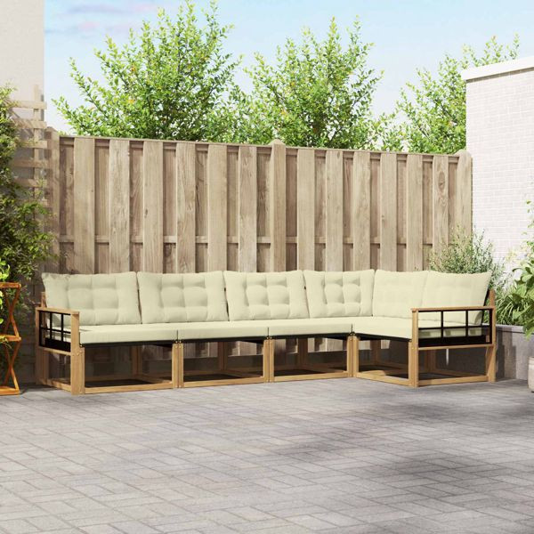vidaXL Outdoor-Sofagarnitur mit Kissen 5-teilig Weiß und Creme, 3388688
