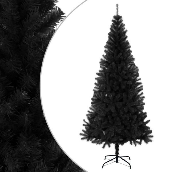 vidaXL Künstlicher Weihnachtsbaum mit Ständer Schwarz 210 cm PVC, 321002