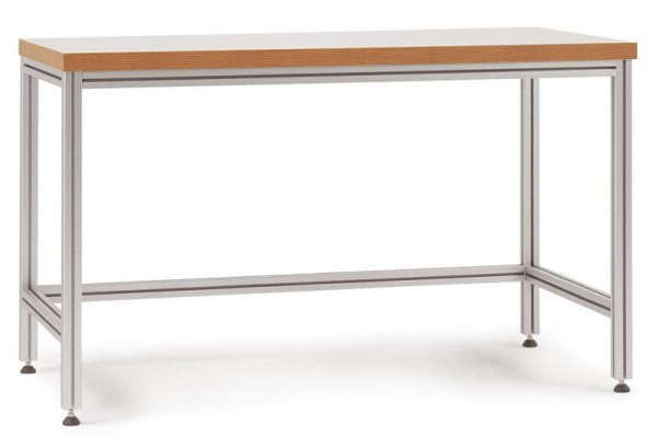 Manuflex Kastentisch ALU mit Kunststoffplatte für sitzende Tätigkeiten, BxTxH = 1000 x 800 x 768-785 mm, AA1013