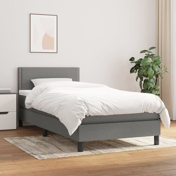 vidaXL Boxspringbett mit Matratze Dunkelgrau 80x200 cm Stoff, 3139930