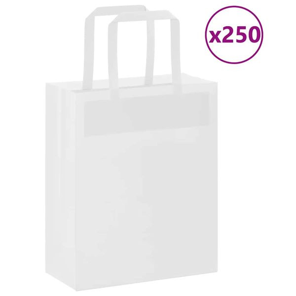 vidaXL Papiertragetaschen 250 Stk. mit Henkeln Weiß 18x8x22 cm, 4101838