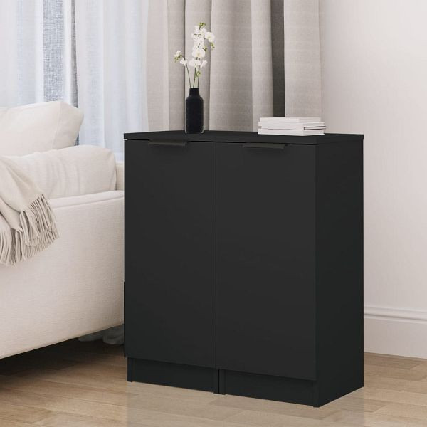 vidaXL Sideboards 2 Stück Schwarz 30x30x70 cm Holzwerkstoff, 811136