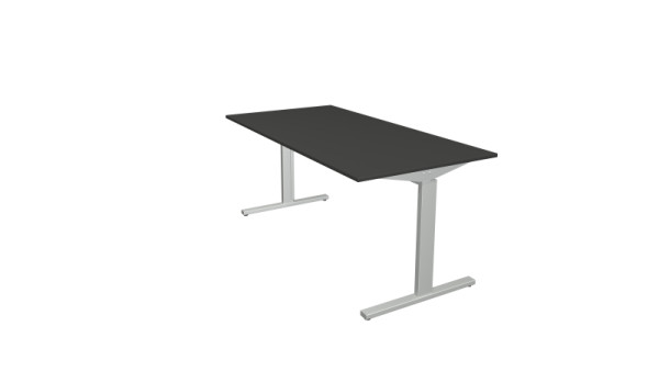 Kerkmann Schreibtisch Form 2 - B 1600 x T 800 x H 700-820 mm mit T-Fuß-Gestell in alusilber, anthrazit, 11020613