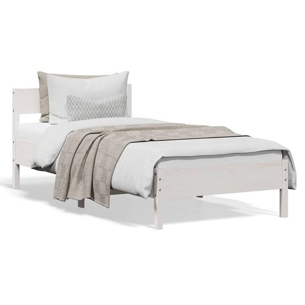 vidaXL Massivholzbett mit Kopfteil Weiß 75x190 cm Kiefer, 842783