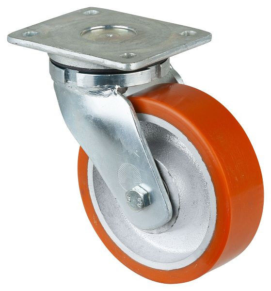 BS Rollen Schwerlastrolle, Rad-Breite 50 mm, Rad-Ø 160 mm, Tragfähigkeit 850 kg, Lauffläche Guss-Polyurethan 95 Shore A, RadGuss, Kugellager, RR100.C10.160