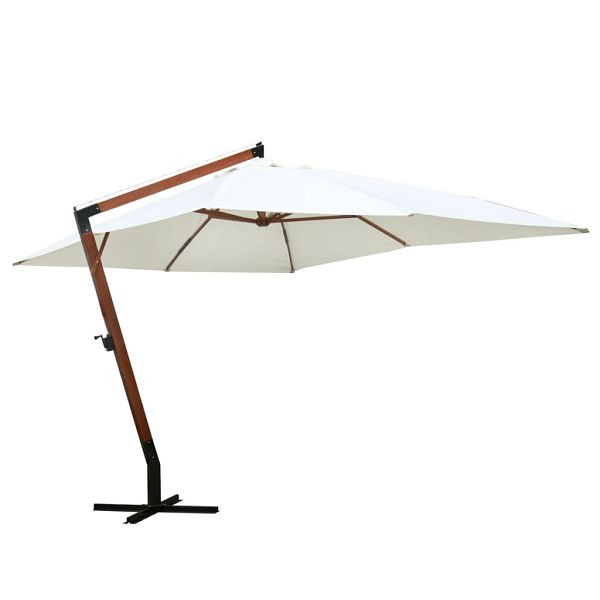 vidaXL Ampelschirm Holz weiß 4 x 3 m, Material: Polyester: 100%, 40081