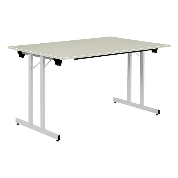 Bisley Klapptisch, rechteckig, Breite 1600 mm, Tiefe 800 mm, 19mm Tischstärke, 399 chrom x G grau, KT1608G399