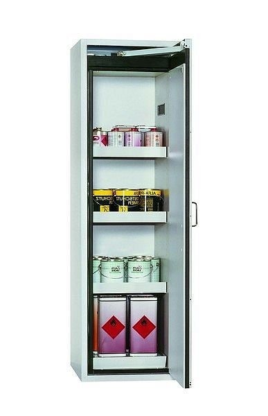 asecos Sicherheitsschrank S-CLASSIC-90, S90.196.060.WDASR in lichtgrau RAL 7035 mit 3x Wannenboden Standard (Stahlblech), 30230-001-33449