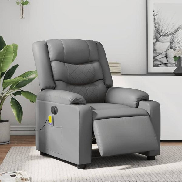 vidaXL Massagesessel Elektrisch Grau Kunstleder, 3206550