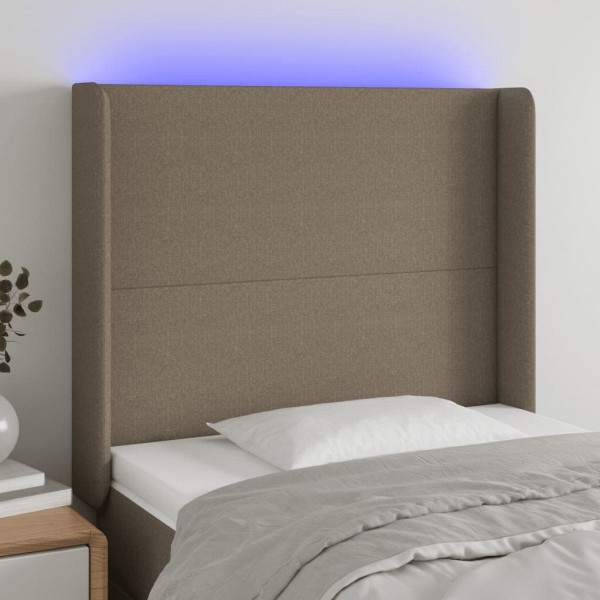 vidaXL LED Kopfteil Taupe 103x16x118/128 cm Stoff, 3123762