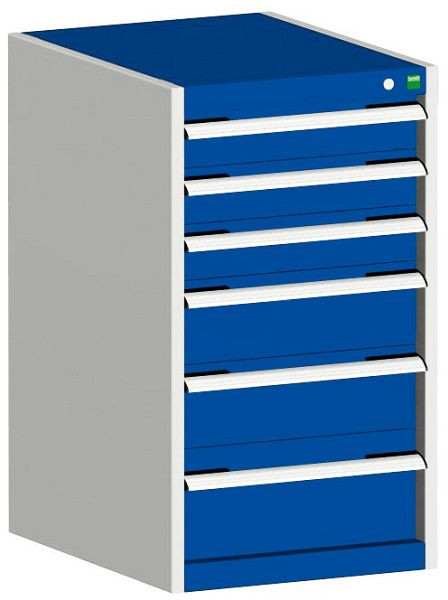 bott cubio Schubladenschrank bestückt mit 6 Schubladen BxTxH: 525 x 525 x 900 mm, RAL 7035/5010, 40010039.11V