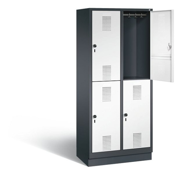 C+P Spind doppelstöckig Evolo, H1800xB810xT500mm, Farbe: Schwarzgrau / Verkehrsweiß, 48320-22 S10348