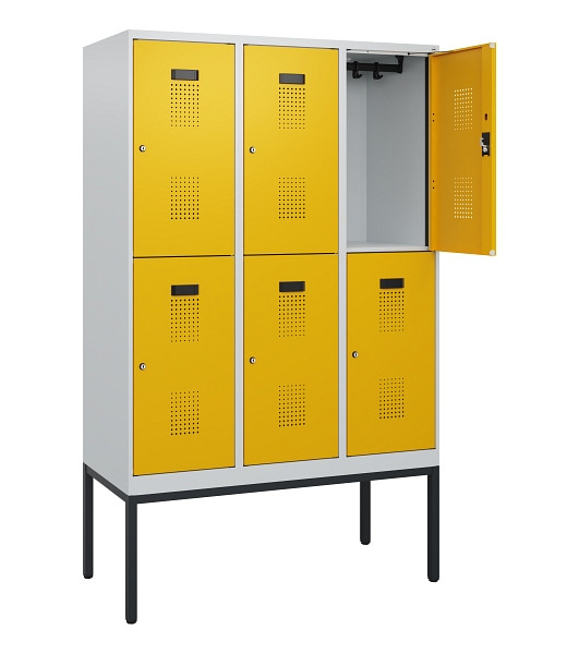 C+P Doppelstock-Spind Evolo PLUS, Gestell, 6 Fächer, 1950x1200x500mm, 7035/1004, Zylinderschloss, 0493305-32 S10018