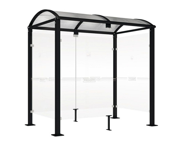 Procity Raucherunterstand Klassik "M" - Tiefe 1560 mm, Farbe RAL 9005, Maße: Breite 2500 x Höhe 2547 x Tiefe 1666 mm, 529370.9005
