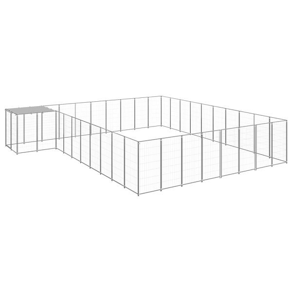 vidaXL Hundezwinger Silbern 25,41 m² Stahl, Top-Qualität, 3082246
