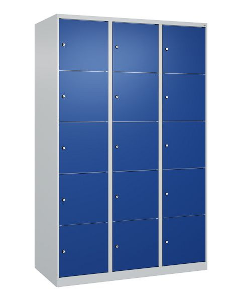C+P Schließfachschrank Classic PLUS, 3 Abteile, 1850x1200x500mm, 7035/5010, 080000-325 S10003