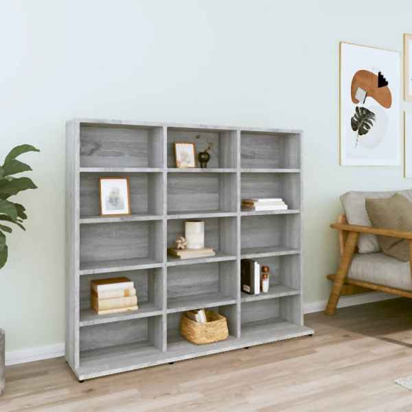 vidaXL CD-Regal Grau Sonoma 102x23x89,5 cm Holzwerkstoff, 815484