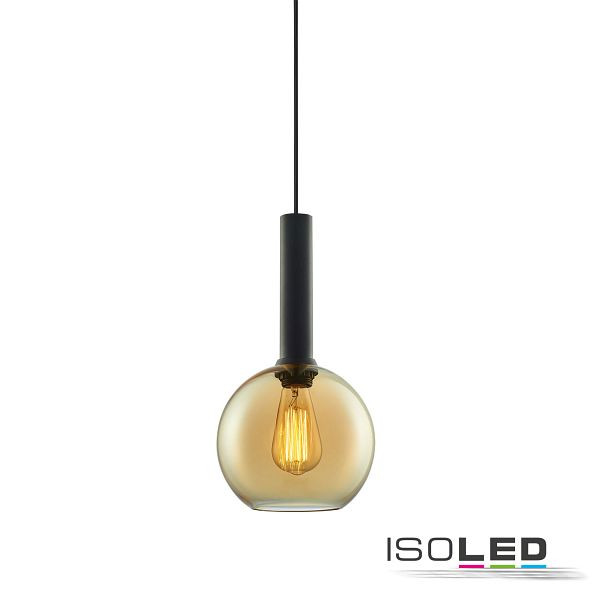 ISOLED Pendelleuchte, amber round Glas, E27, 20cm, 50-300cm, ohne Leuchtmittel, ohne Baldachin, 115634