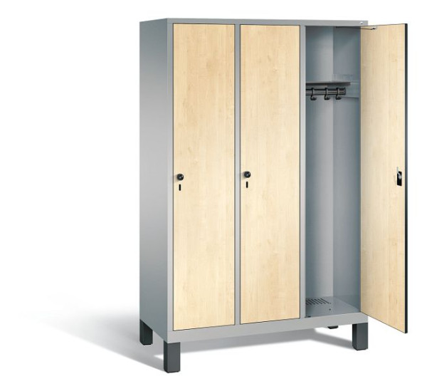 C+P Garderobenschrank Evolo, H1850xB1200xT500mm, Farbe: Weißaluminium / Dekor Donau-Ahorn, 48010-32 S10565