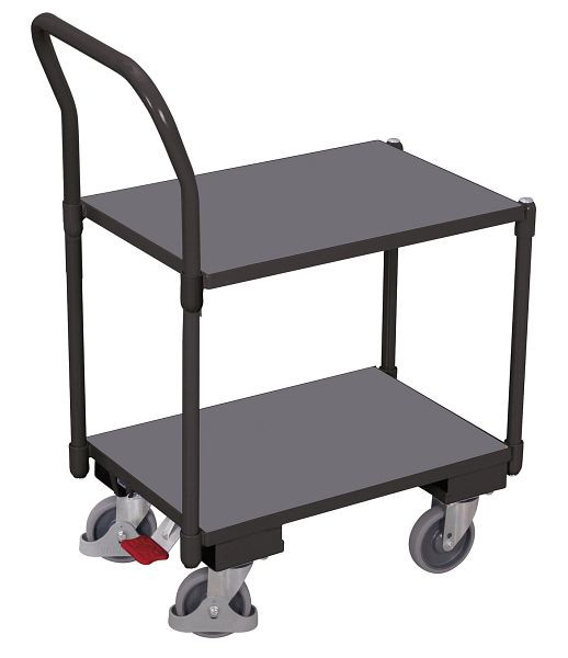 VARIOfit Euro-System-Roller mit 2 Ladeflächen und Schiebebügel, Ladefläche: 610 x 415 mm, RAL 7016 anthrazitgrau, Ladehöhe: 235 / 665 mm, sw-410.553/AG