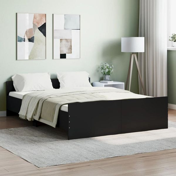 vidaXL Bettgestell mit Kopf- und Fußteil Schwarz 140x190 cm, 3203783