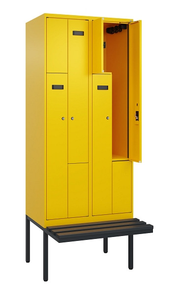 C+P Z-Spind Evolo PLUS, Bank, 4 Fächer, 2120x800x815mm, 1023/1023, Zylinderschloss, Material Sitzfläche Kunststoff, 0490437-224 S10103