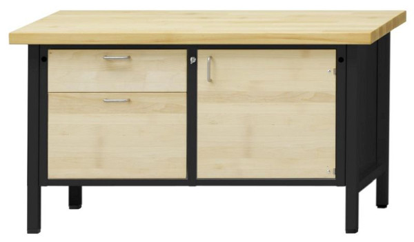 ANKE Werkbänke Kastenwerkbank, Modell 232 VH, 1500 x 700 x 890 mm, RAL 7016/Buche, BMP 40 mm, 312.045