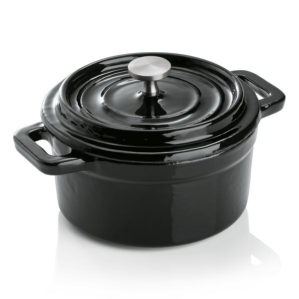 WAS Cocotte, Durchmesser 10 cm, schwarz, Gusseisen emailliert, 3525102