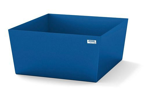 DENIOS Auffangwanne classic-line für 1 Fass, Stahl blau lackiert, ohne Gitterrost, B 885 mm, 259294