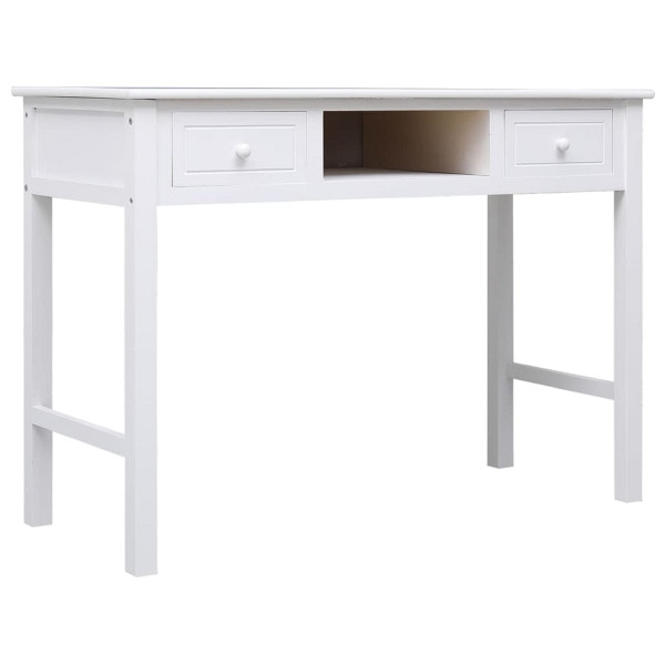 vidaXL Schreibtisch Weiß 108x45x76 cm Massivholz Paulownia, 338537