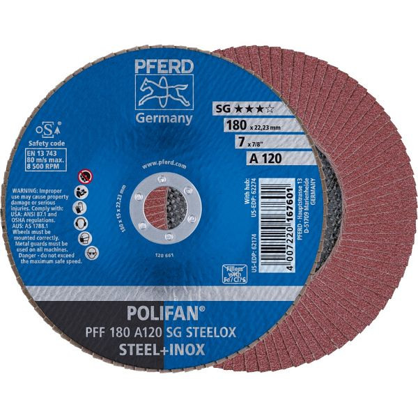 Pferd POLIFAN-Fächerscheibe PFF 180 A 120 SG STEELOX, VE: 10 Stück, 67612185