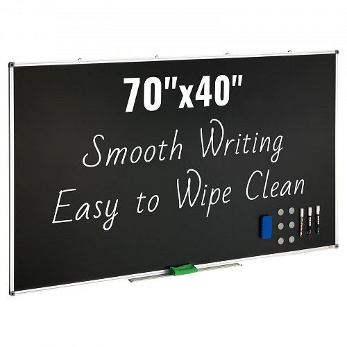 VEVOR Schwarze Tafel, mit Aluminiumrahmen, 175 x 100 cm, inklusive 1 Magnetisch Abwischbaren & 3 Trocken abwischbaren Markern, Schwarz, HBYCXG7040ABS1S27V0