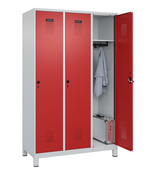 C+P Spind Evolo PLUS, mit Füßen, 3 Abteile, 1950x1200x500mm, 7035/3000, Verschluss Drehriegel, Ablageböden 3, 049010-32 S10003