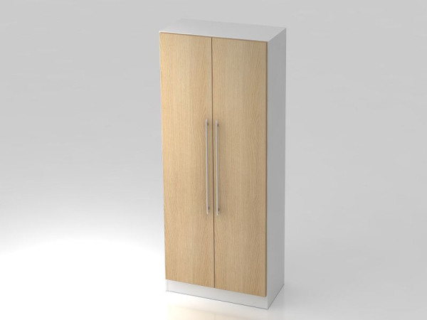 Hammerbacher Garderobenschrank 5OH, Sockelblende, Relinggriff Weiß/Eiche, 80x42x200,4 cm (BxTxH), V7200/W/E/RE