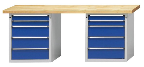 ANKE Werkbänke Kombiwerkbank, Modell 850 V, 2000 x 700 x 840 mm, RAL 7035/5010, KSP 40 mm, 411.044