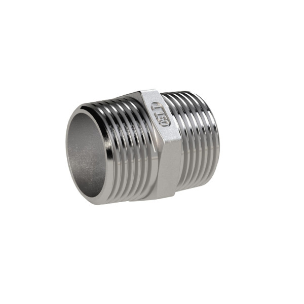 Riegler Doppelgewindenippel, R 3/8, AG, SW 18, ES 1.4408, 118252