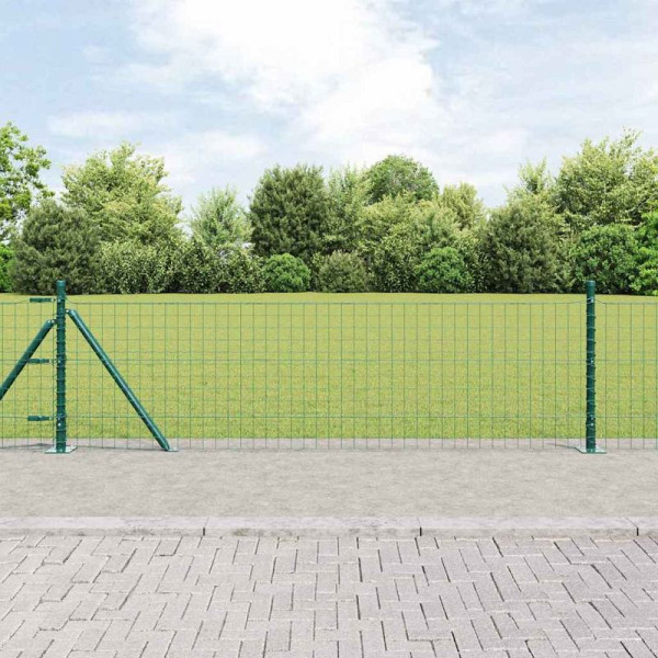 vidaXL Zaun mit Pfosten Grün 0.6 x 50 m Stahl, 3350867