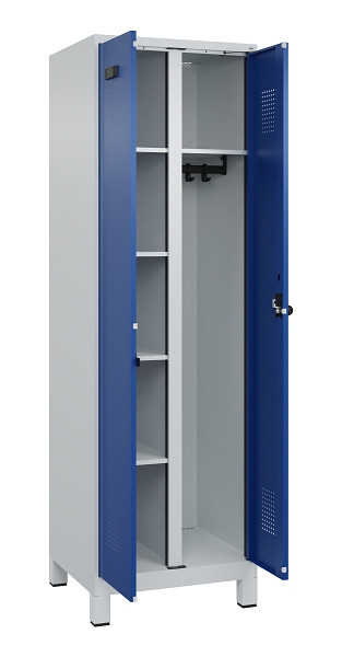 C+P Wäsche-/Garderobenspind Evolo PLUS, mit Füßen, 2 Abteile, 1950x600x500mm, 7, Frontfarbe RAL 5010 Enzianblau, Drehriegel, 049610-20 S10006