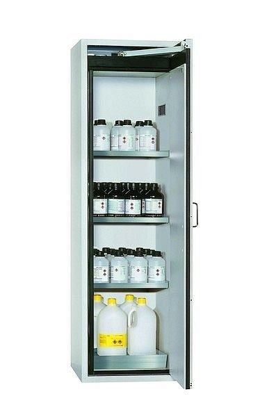 asecos Sicherheitsschrank S-CLASSIC-90, S90.196.060.WDASR in lichtgrau RAL 7035 mit 3x Fachboden (Edelstahl), 30230-001-33451