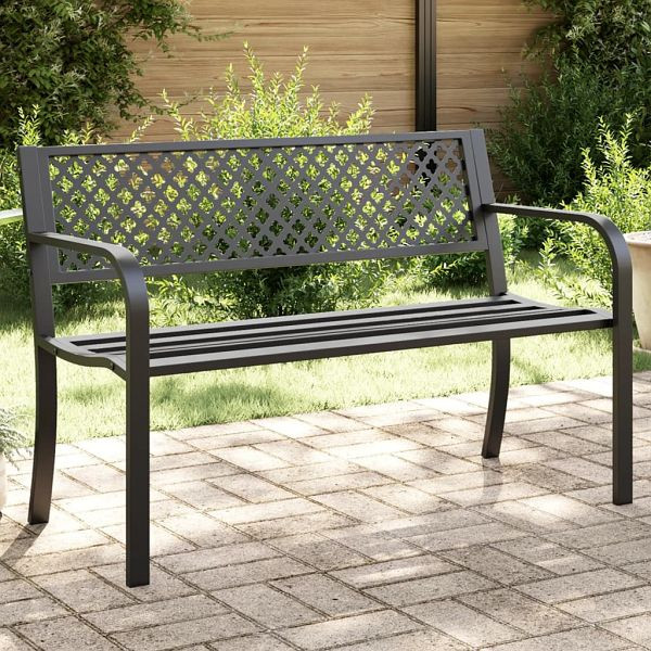 vidaXL Gartenbank 119 cm Schwarz Stahl, Top-Qualität, 4002828