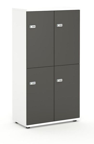 Deskin Schließfachschrank OFFICE-LINE, 8 Fächer, 4 Türen, Dekore Korpus Weiß, Türen Anthrazit, H 1530 x B 800 x T 420 mm, Zylinderschlösser, 353029