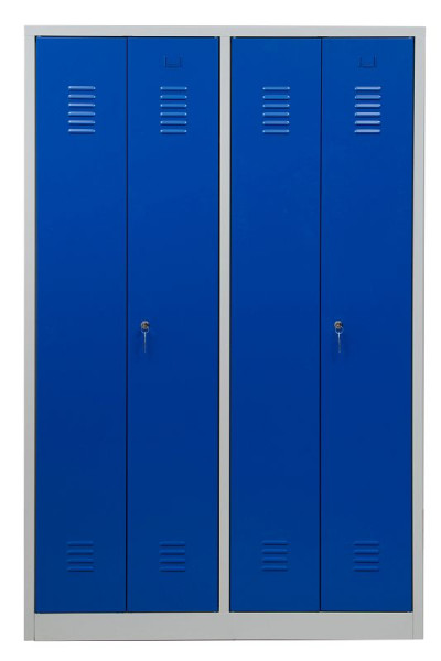 Gürkan Garderobenschrank, 50x117x180cm, Lichtgrau, Enzianblau, EU Zylinderschloss, Hutboden & Kleiderhaken, WRC/4.18117.V2, 104992