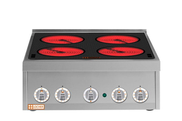 Locher Elektroherd, 4 Kochstellen à 3 kW, Strahlheizkörper mit elektronischer Topferkennung, 237303