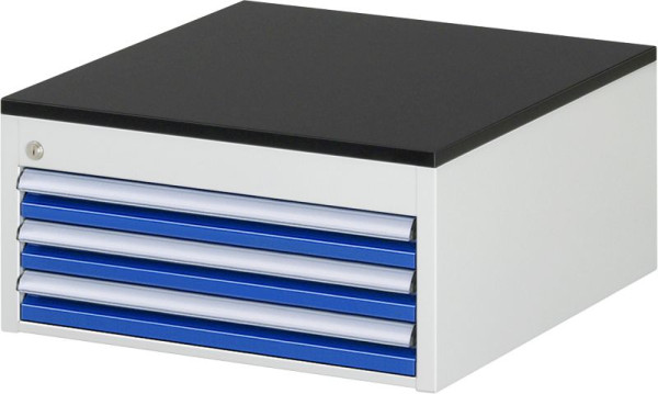 RAU Schubladenschrank Serie 7000, B580 x T650 x H280 mm, 3 x Schublade-Größe-L 3xH60 mm, Arbeitsplatte mit Melaminharzbeschichtung, 03-L1.2A-M.11